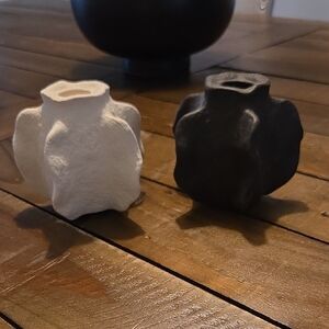 Black and Cream Taper Candle Set